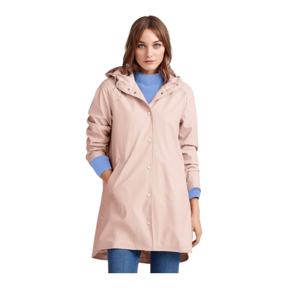Ellos Snap Front Trench Raincoat in Gray
